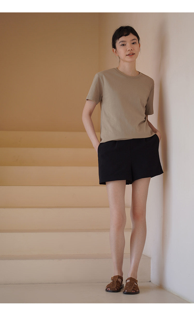 Relaxed Fit Short Sleeve Cotton Tops_BDHL8295