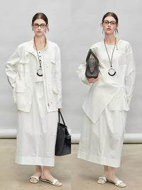 Asymmetric Shirt Or Straight Tube Skirt_BDHL7277