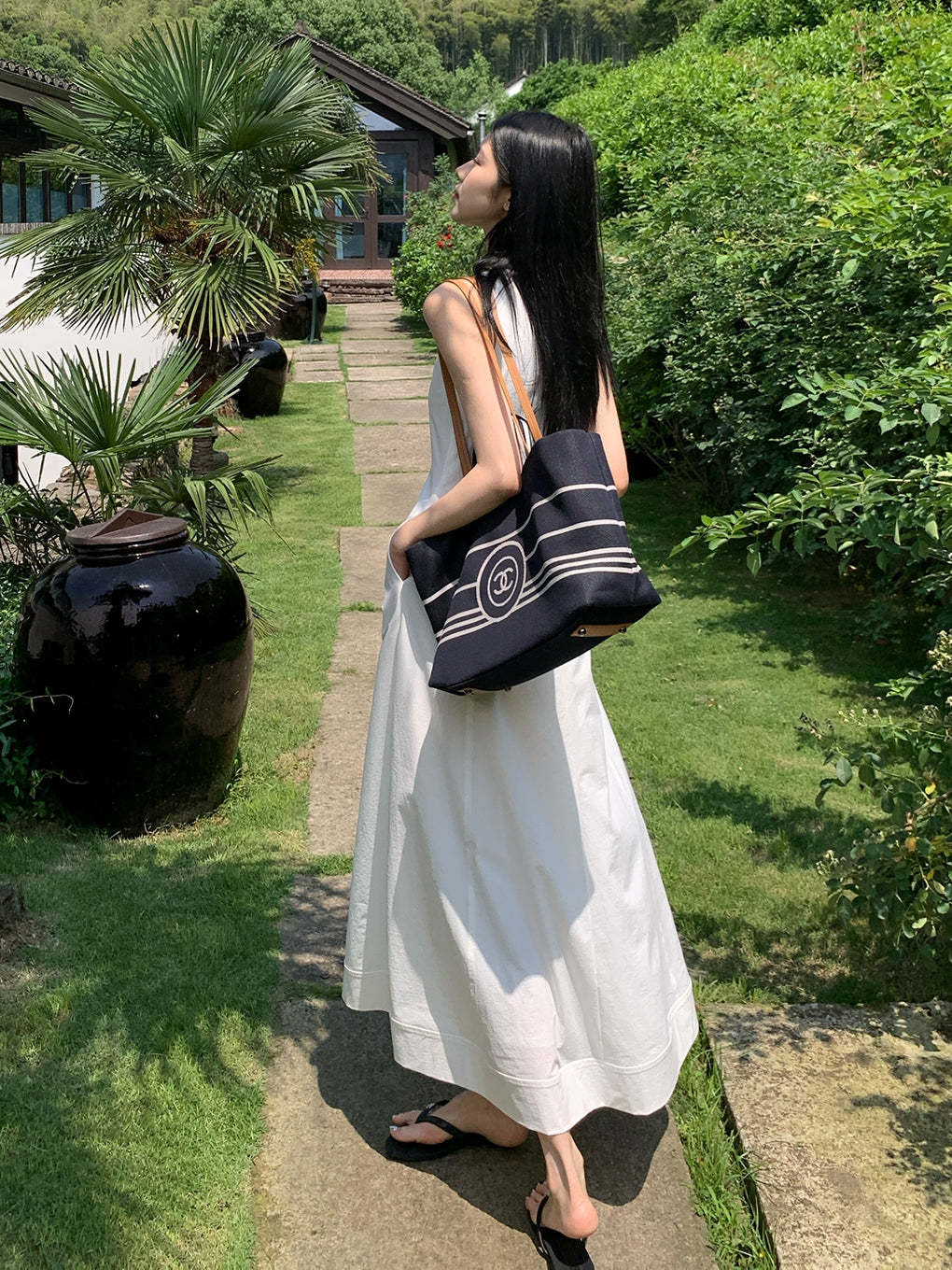 Tucks Long White Dress_BDHL7551