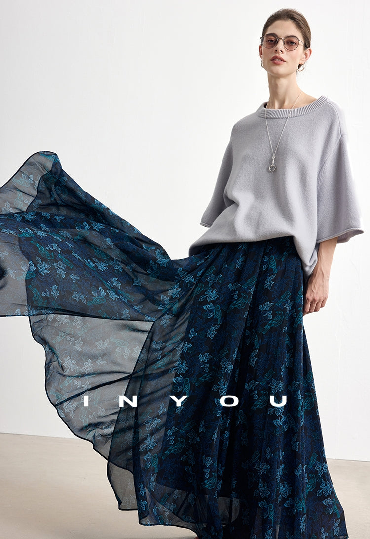 Print Design Loose-Fit Maxi Skirt_BDHL7750