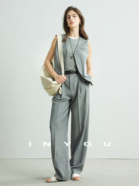 High Waist Tucked Straight Pants_BDHL6952