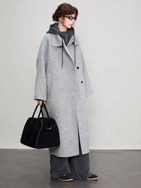 Stand Collar Long Cocoon Coat_BDHL6683