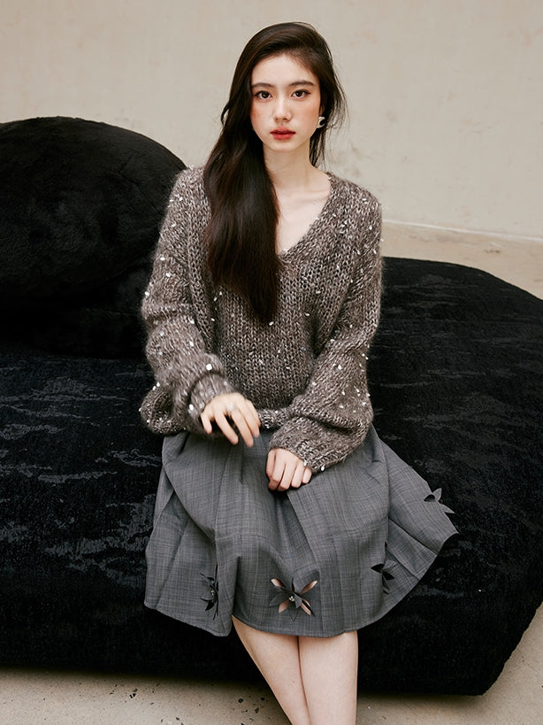 3D Hollow Pleated Skirt_BDHL6750