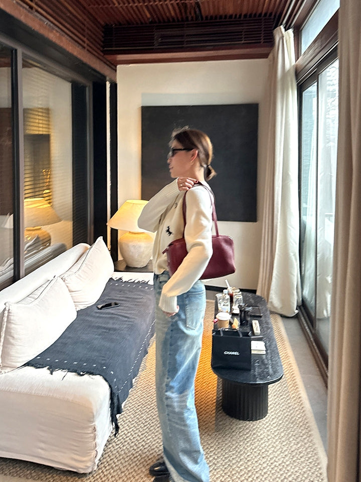 Beaded Embroidery Knit Top Or Cardigan_BDHL8121