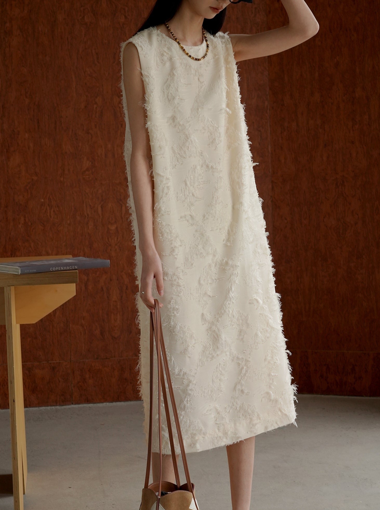Fringe Flower Sleeveless Dress_BDHL6200