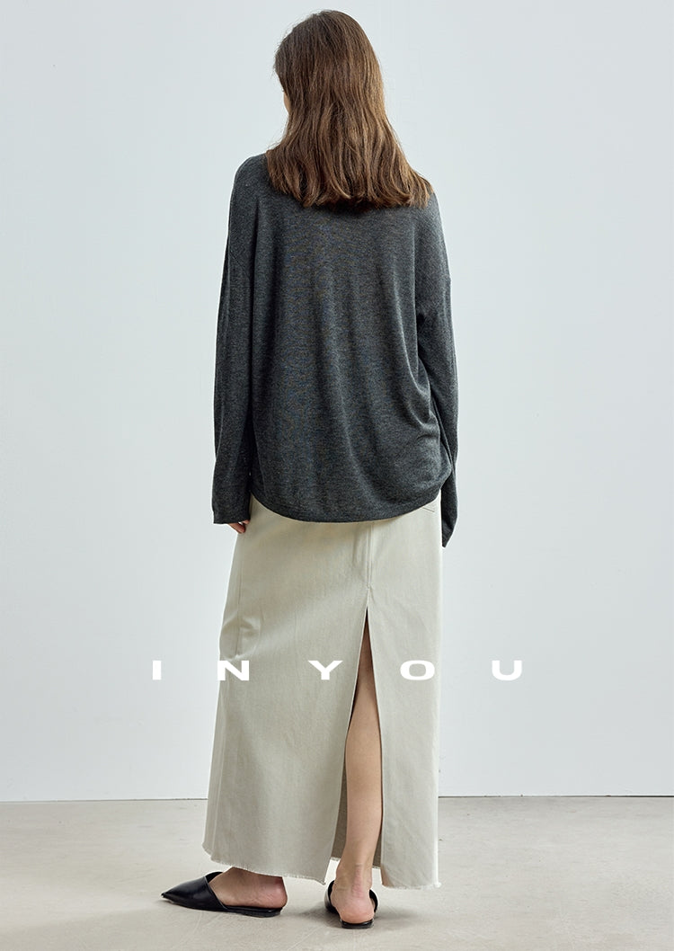 Round-Neck Loose-Fit Knit Tops_BDHL7752