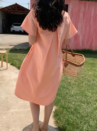 Short Sleeve Midi Length Dress_BDHL6274