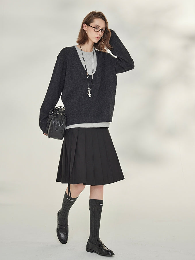 Two-Piece Style U-Neck Knit Tops_BDHL7746