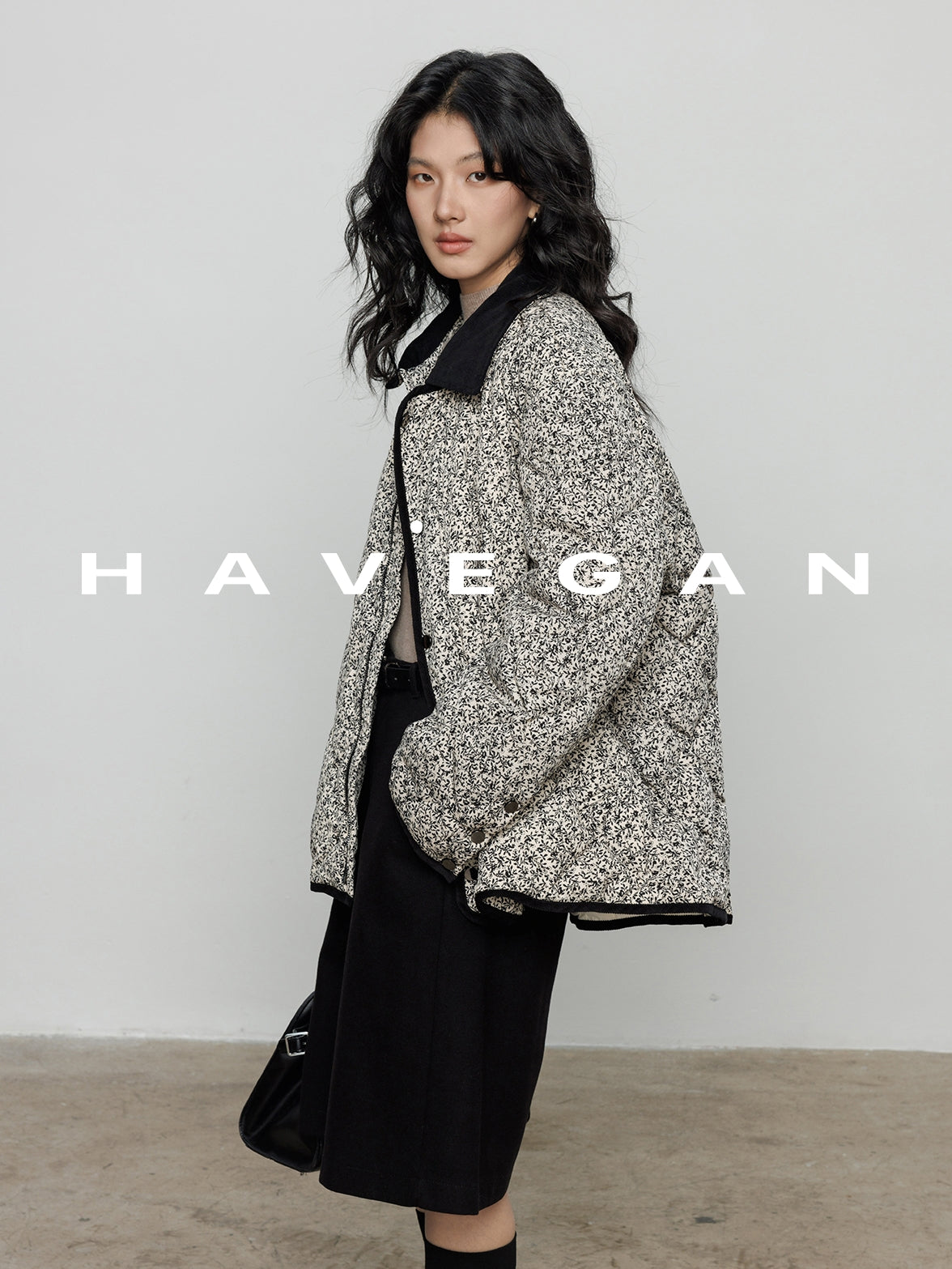 翻領花卉羽絨衣_BDHL7887