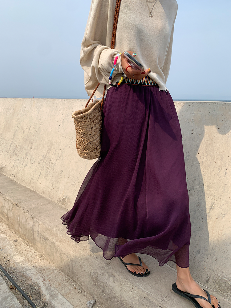 Ethnic Style Draped Long Skirt_BDHL6133