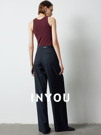 Straight Wide Pleated Pants_BDHL6389