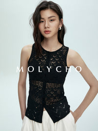 Knitted Hollow Sleeveless Tops_BDHL7433