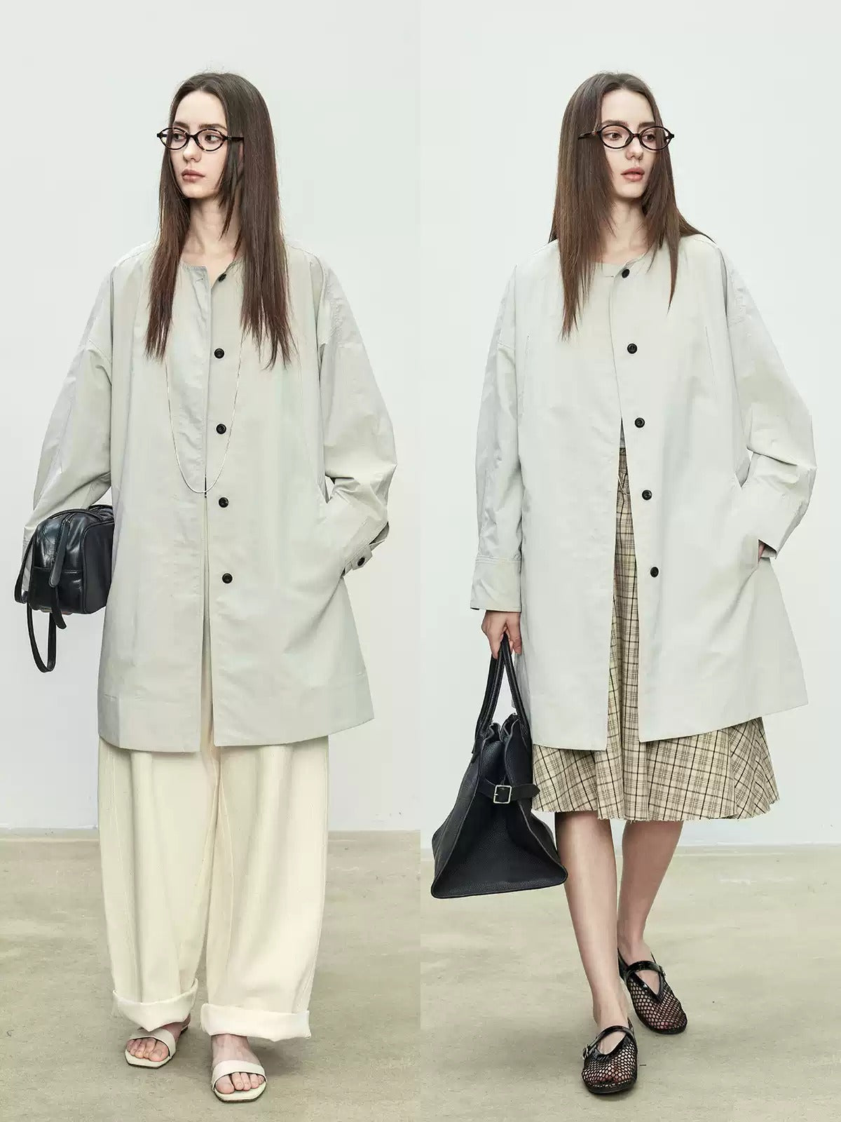 Collarless Long Windbreaker_BDHL7102