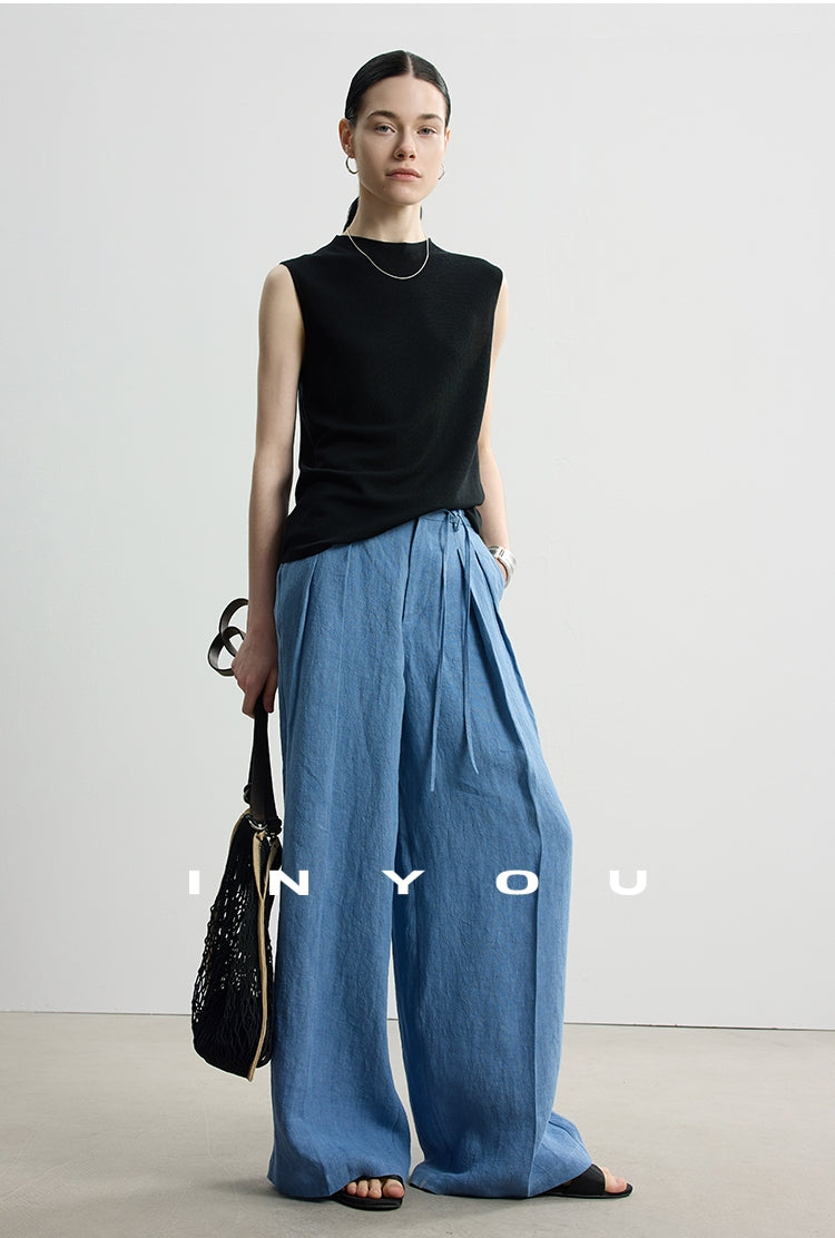 Round Neck Slim Sleeveless Tops_BDHL7484