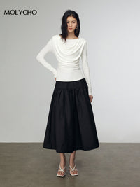 A-Line Medium Length Skirt_BDHL7246