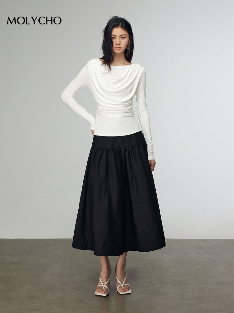 A-Line Medium Length Skirt_BDHL7246