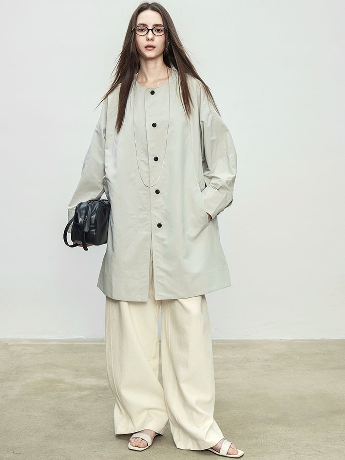 Collarless Long Windbreaker_BDHL7102