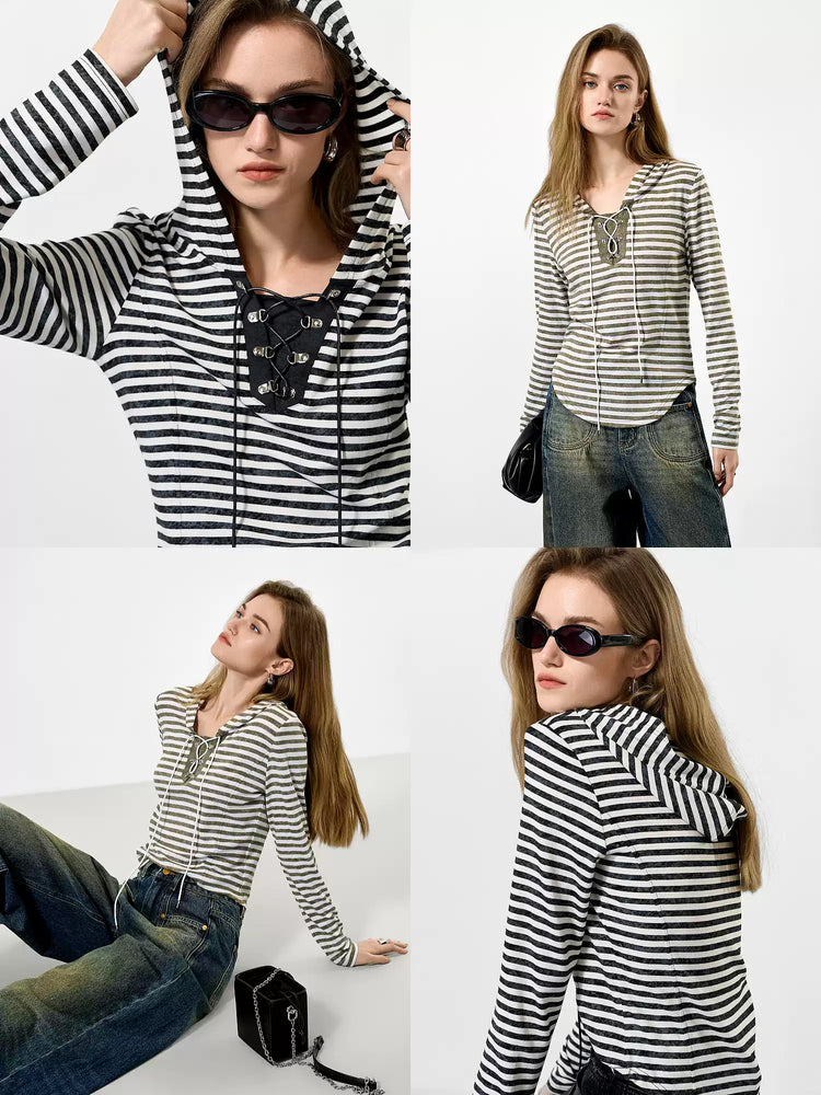 Striped Hooded Slim-Fit Sweatshirt_BDHL7002