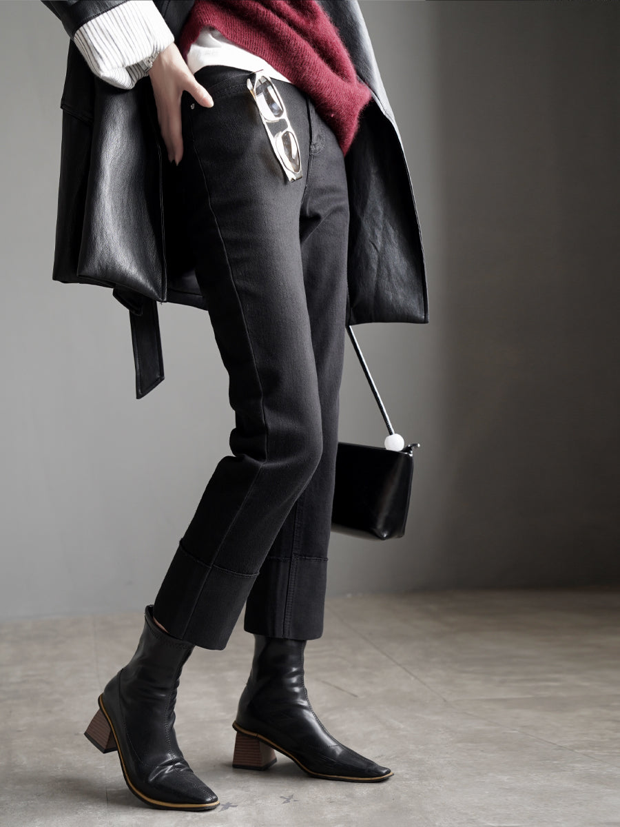 Patchwork Straight Cropped Pants_BDHL7929