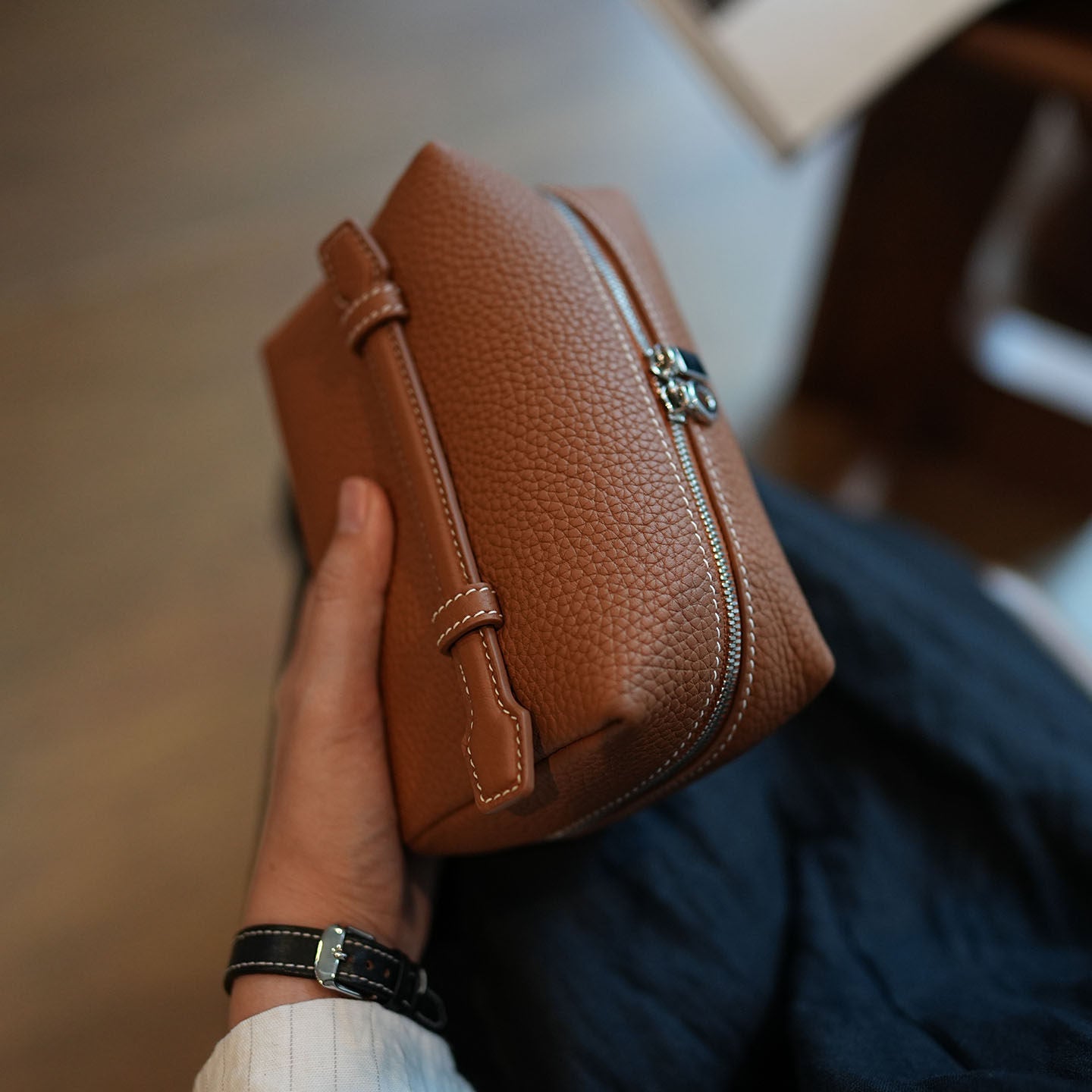 【在庫少】Natural Leather Zip Pouch_BDHL8187