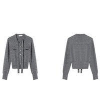 Bow-Tie Knitted Cardigan_BDHL7004