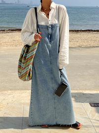 Denim French Style Long Sundress_BDHL5990