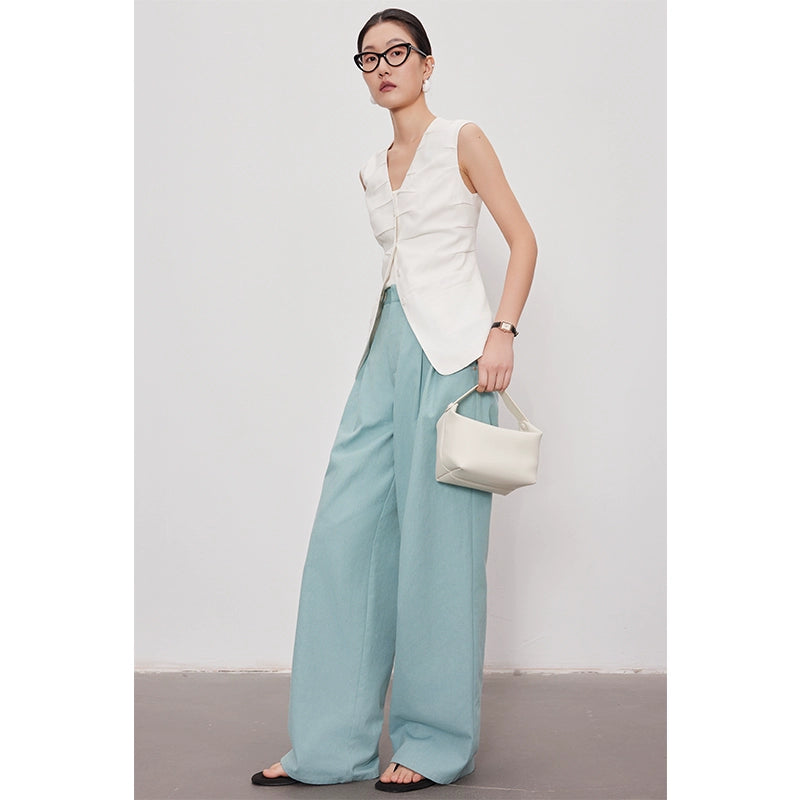 High Waist Double Gathered Wide Pants_BDHL5863 - HELROUS