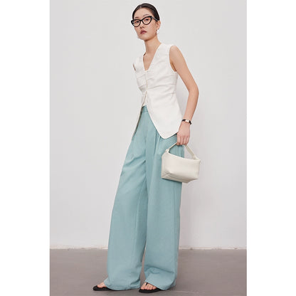 High Waist Double Gathered Wide Pants_BDHL5863 - HELROUS