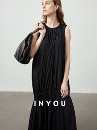 Draped Gathered Sleeveless Dress_BDHL6149