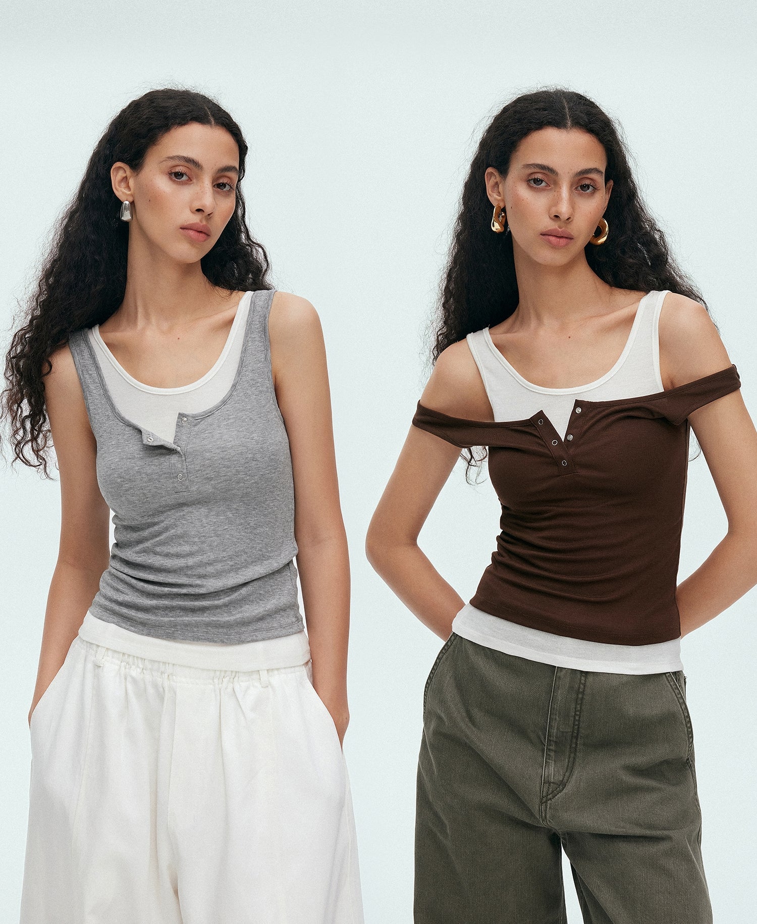 Henry Neck Tank Top Or White Tank Top_BDHL7515