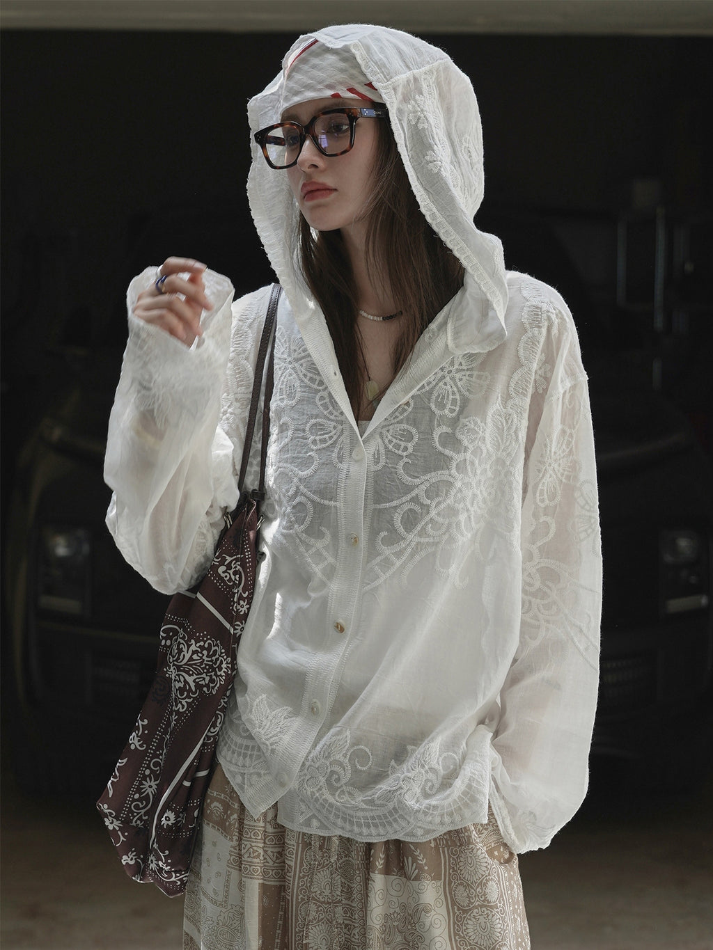 Racing Jacquard Sheer Hoodie_BDHL7628