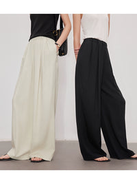 Modern MIU triacetate long pants black 2024 new casual pants women's loose air and earth god pants 