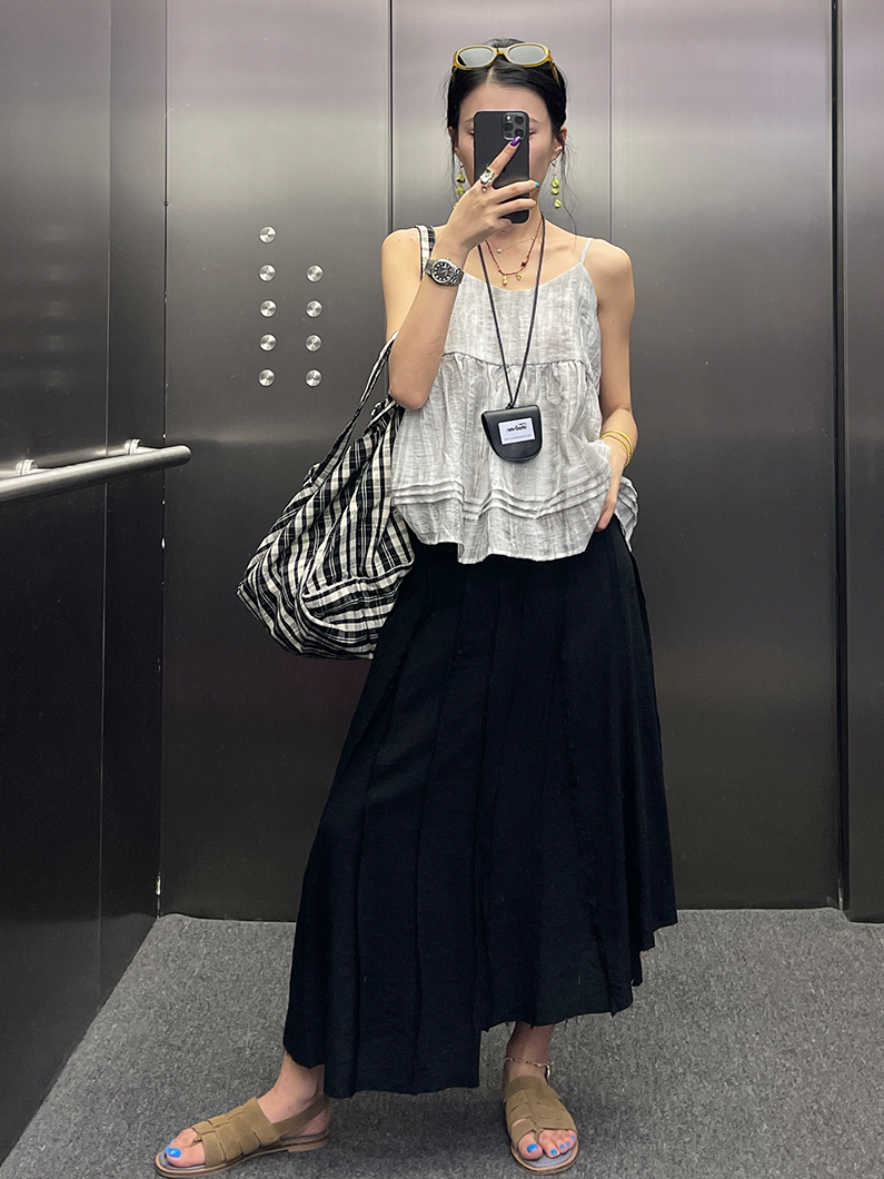 Splicing Draped A-Line Skirt_BDHL7542