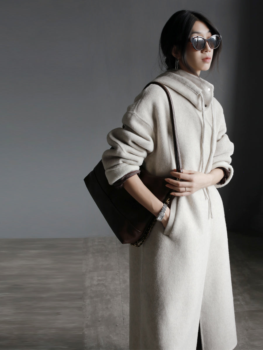 Hooded Relaxed Fit Long Coat_BDHL7926