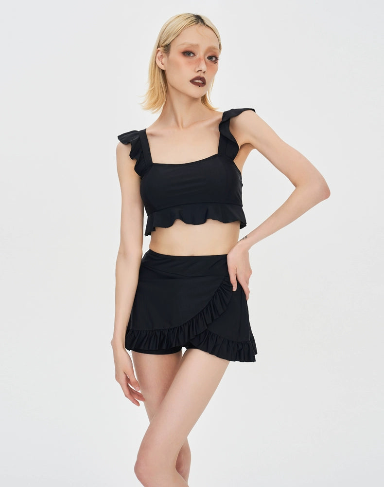 Ruffle Strap TwoPiece Skirted Swimsuit_HL3243