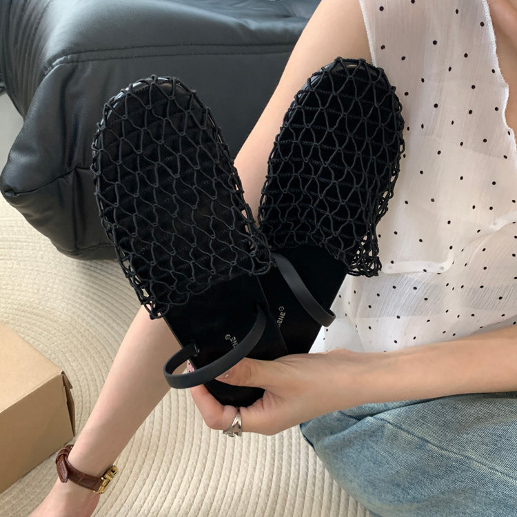 Braided Mesh Breathable Flat Sandal_BDHL5921