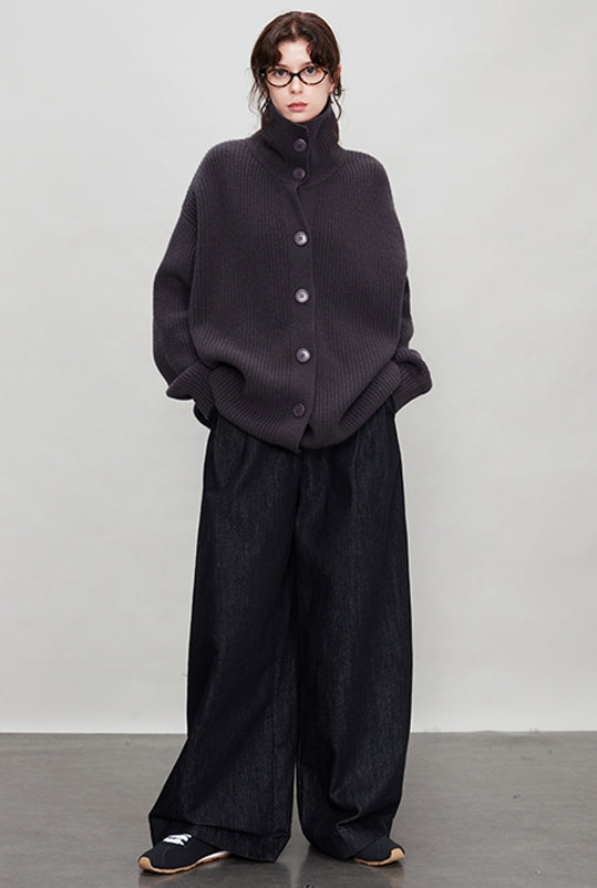 厚針織長版翻領開襟衫_BDHL7942