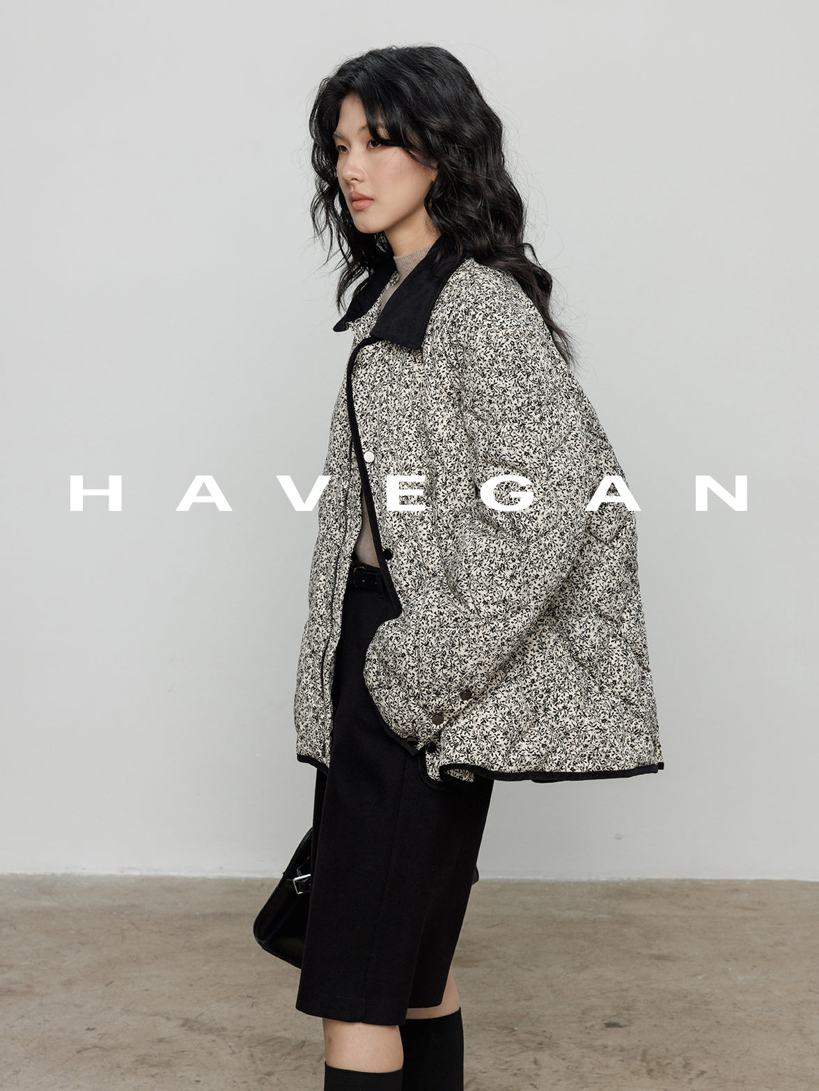 翻領花卉羽絨衣_BDHL7887