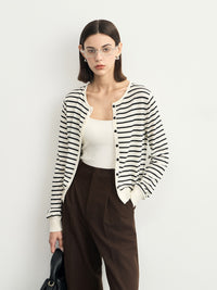 Stripe Round-Neck Cardigan_BDHL6621