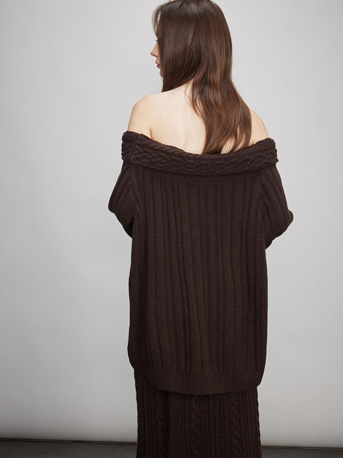 Off-Shoulder Knit Tops Or Knit Waist Skirt_BDHL7992