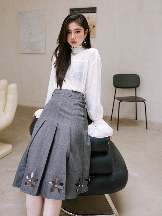 3D Hollow Pleated Skirt_BDHL6750