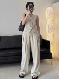 V-Neck Vest and Mop Pants Set_BDHL6194