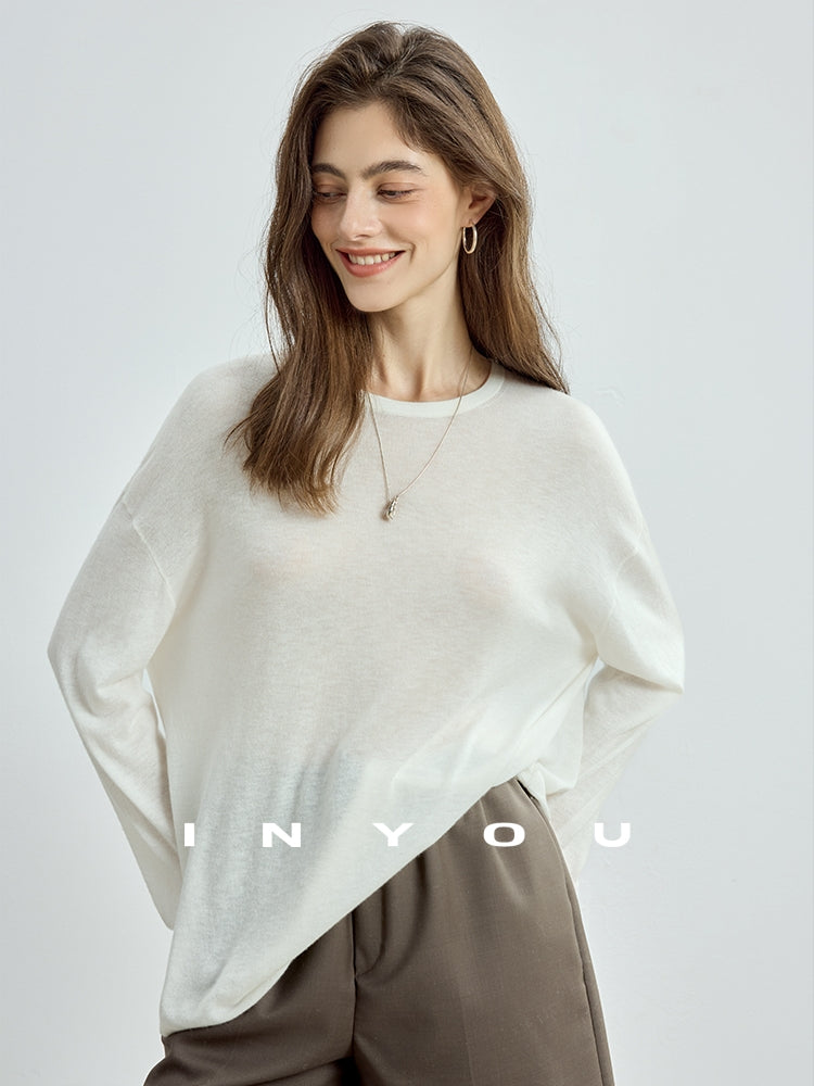 Round-Neck Loose-Fit Knit Tops_BDHL7752