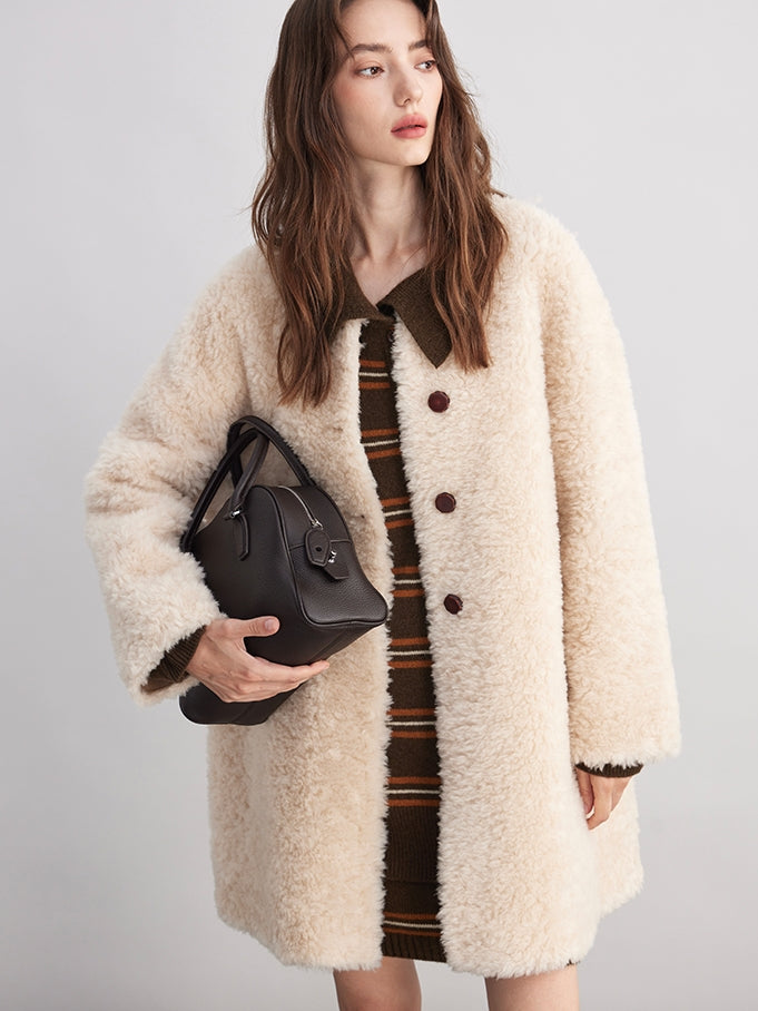 Fluffy Collarless Coat_BDHL7940