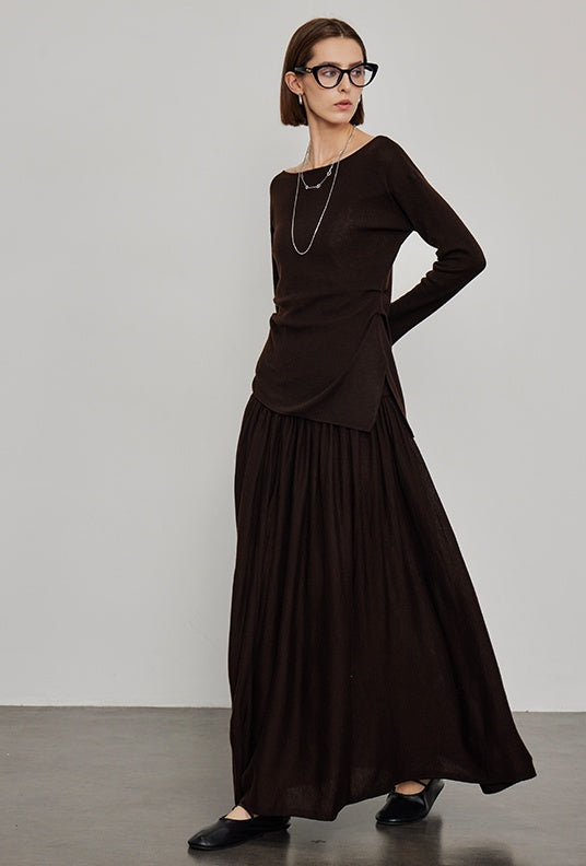 Knitted Slit Tops or Pleated Skirt_BDHL6450