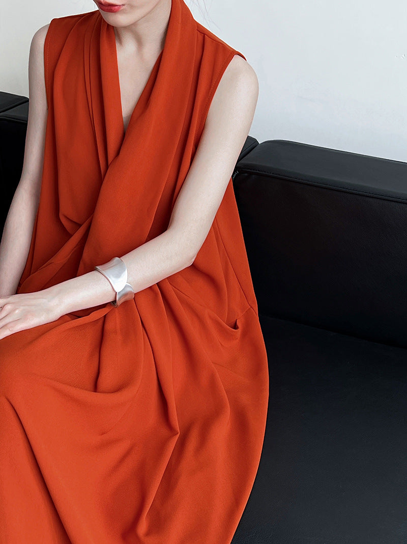 V-Neck Draped Cross Dress_BDHL7558