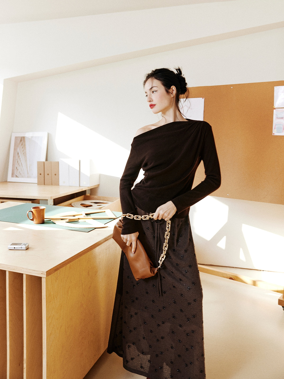 Asymmetrical One-Shoulder Knit Tops_BDHL7997