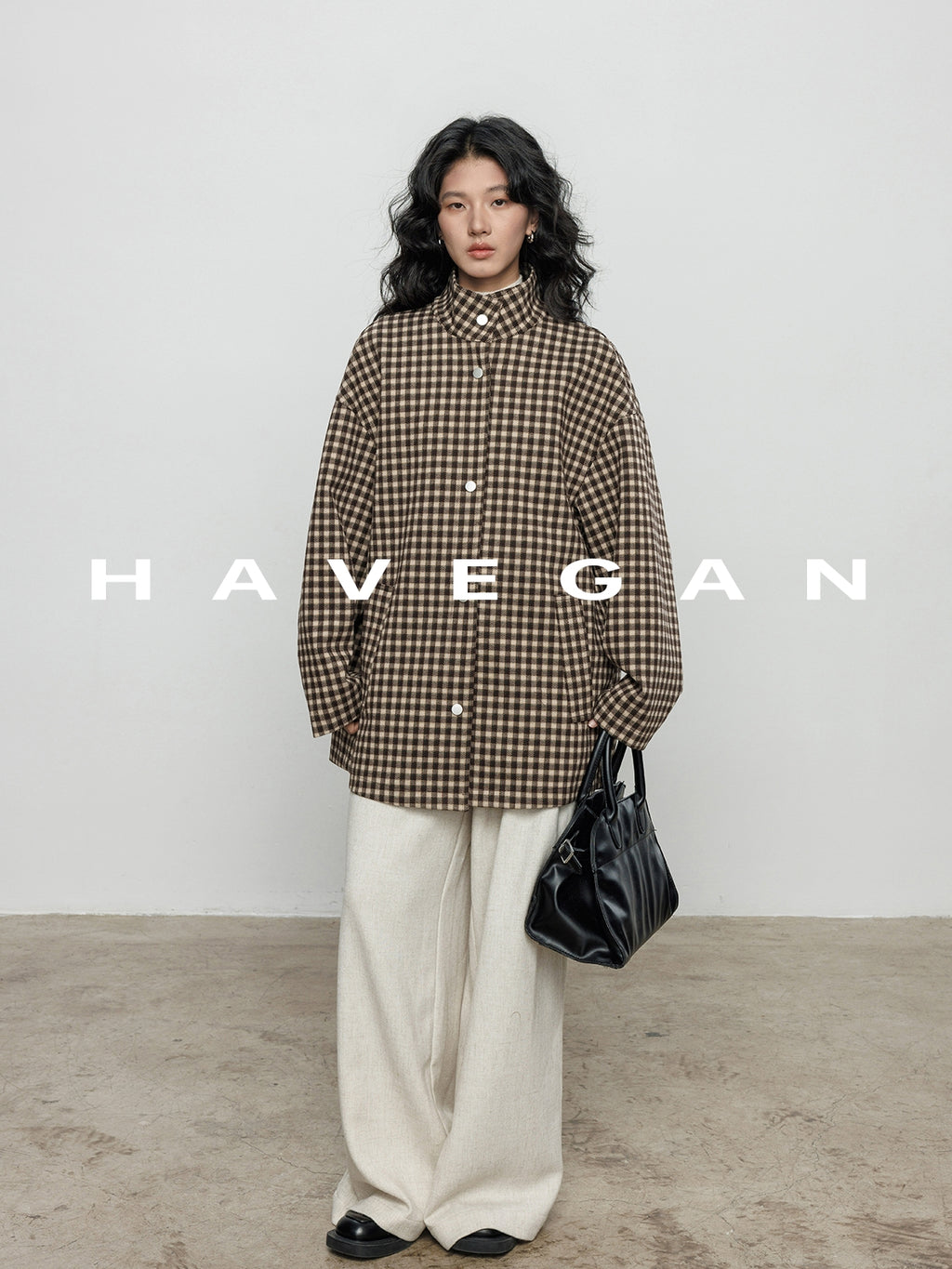 立領格紋上衣_BDHL7961