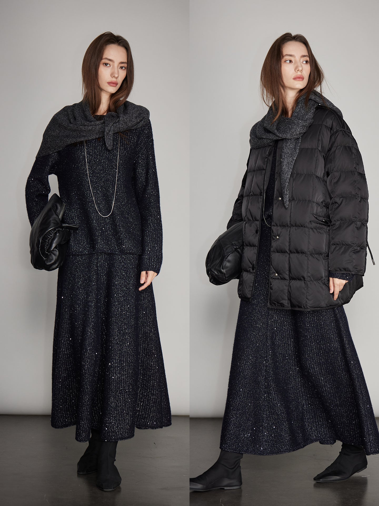 Round-Neck Knit Top Or A-Line Knit Skirt_BDHL7993