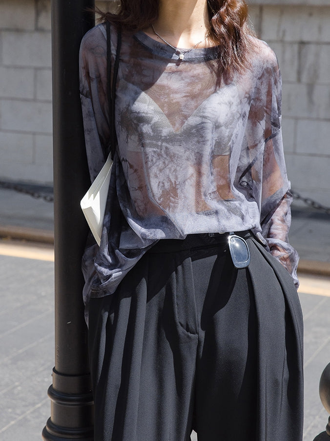 Thin Mesh Long-Sleeved Tops_BDHL7534